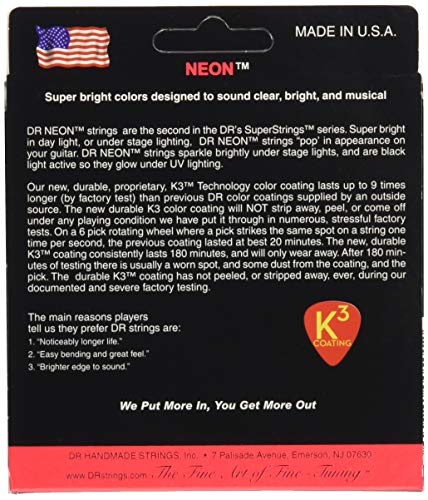 DR Strings Hi-Def Neon Red Electric Lite Strings (NRE9)