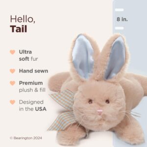 Bearington Collection Baby Bunny Tail Plush Stuffed Animal Bunny with Rattle, 8 inches