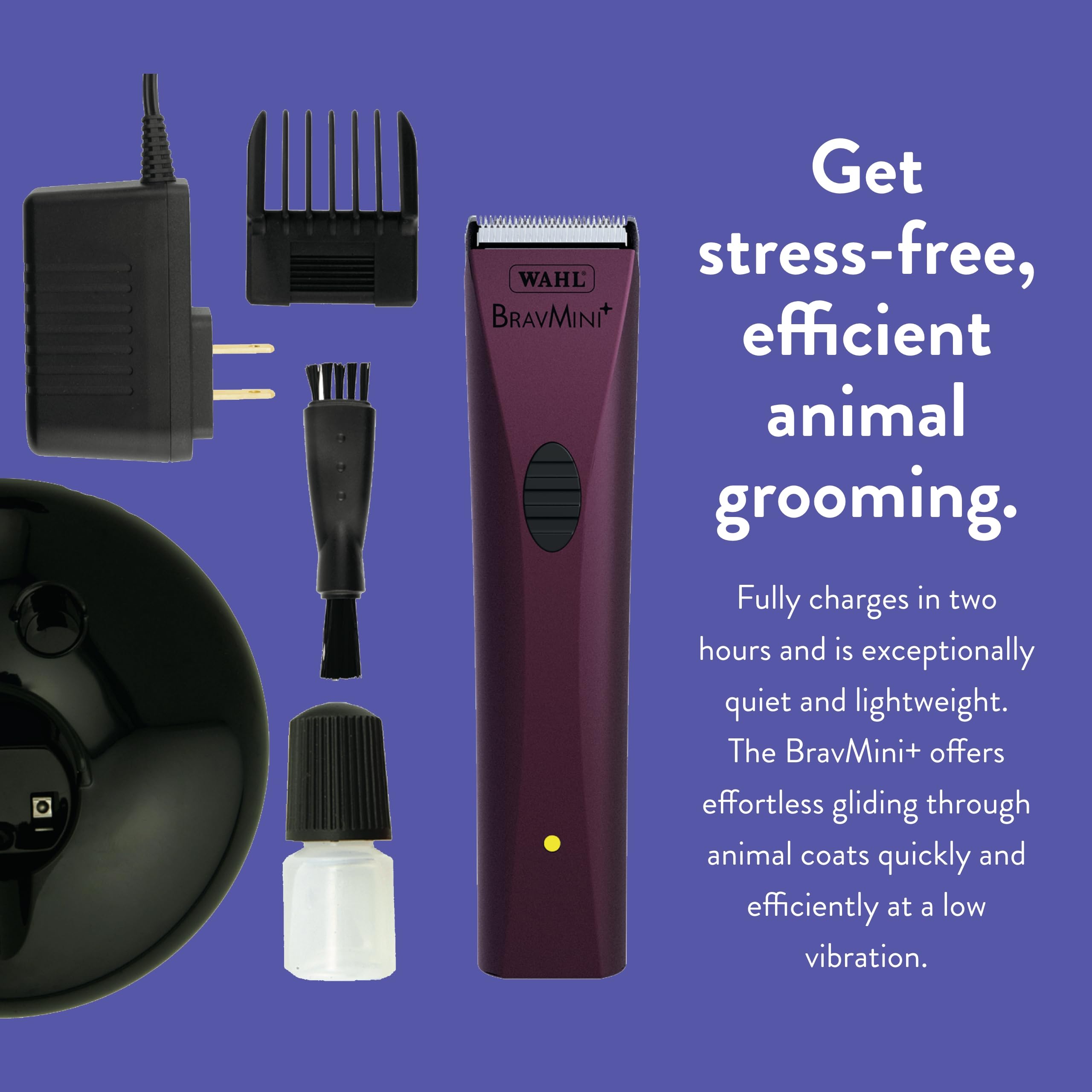 Wahl Professional Animal Bravmini+ Pet, Dog, Cat, & Horse Cordless Trimmer Kit - Purple