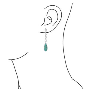 Linear Infinity Spiral Twist Teardrop Blue Turquoise Long Dangle Earrings Western Style For Women Teens .925 Sterling Silver