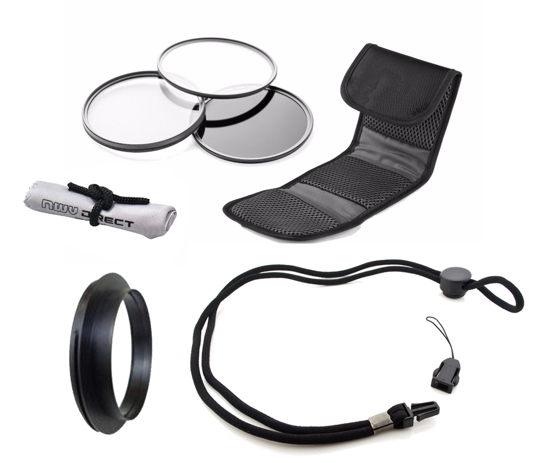 Nikon Coolpix P530 High Grade Multi-Coated, Multi-Threaded, 3 Piece Lens Filter Kit (62mm) Made by Optics + Lens/Filter Ring + Krusell Multidapt Neck Strap + Nwv Direct Microfiber Cleaning Cloth