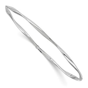 icecarats 14k white gold twisted slip on bangle bracelet