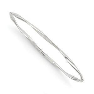 IceCarats 14K White Gold Twisted Slip On Bangle Bracelet