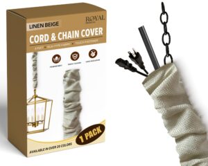 royal designs, inc. cc-1-lb beige cord & chain cover 4' linen fabric touch fastener, linen beige