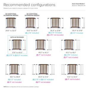 Munchkin® Auto Close Modern™ Pressure Mounted Baby Gate for Stairs, Hallways and Doors, Walk Through with Door, 2 x 40.5 x 29 inches, Dark Wood and Silver Metal