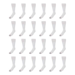 Hanes mens Double Tough Over the Calf Tube Sock, 12-pair Pack athletic socks, White/ Grey Toe , Shoe size 6-12