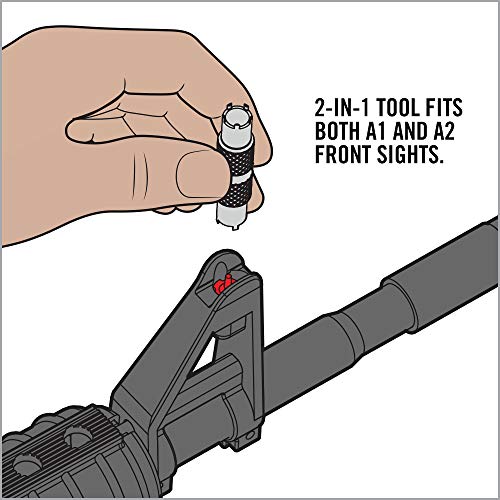 Real Avid Front Sight Adjuster: universal tool for adjusting A1 and A2 Type Front Sights (4-prong and 5-prong BUIS), Black/Tan