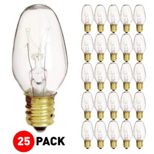 (25 Pack) 7 Watt 120V Candelabra Base Clear Night Light Bulb, 7C7