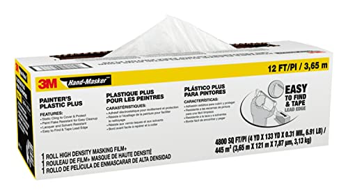 3M Hand masker Painters Plastic Plus MFB-12, 12 ft x 400 ft x .31 mil(3,65 m x 121 m x .00787 mm)