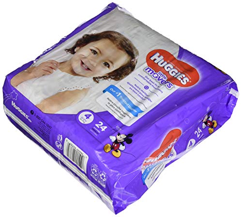 HUGGIES LITTLE MOVERS Diapers, Size 4 (22-37 lb.), 24 Ct., JUMBO PACK (Packaging May Vary), Baby Diapers for Active Babies