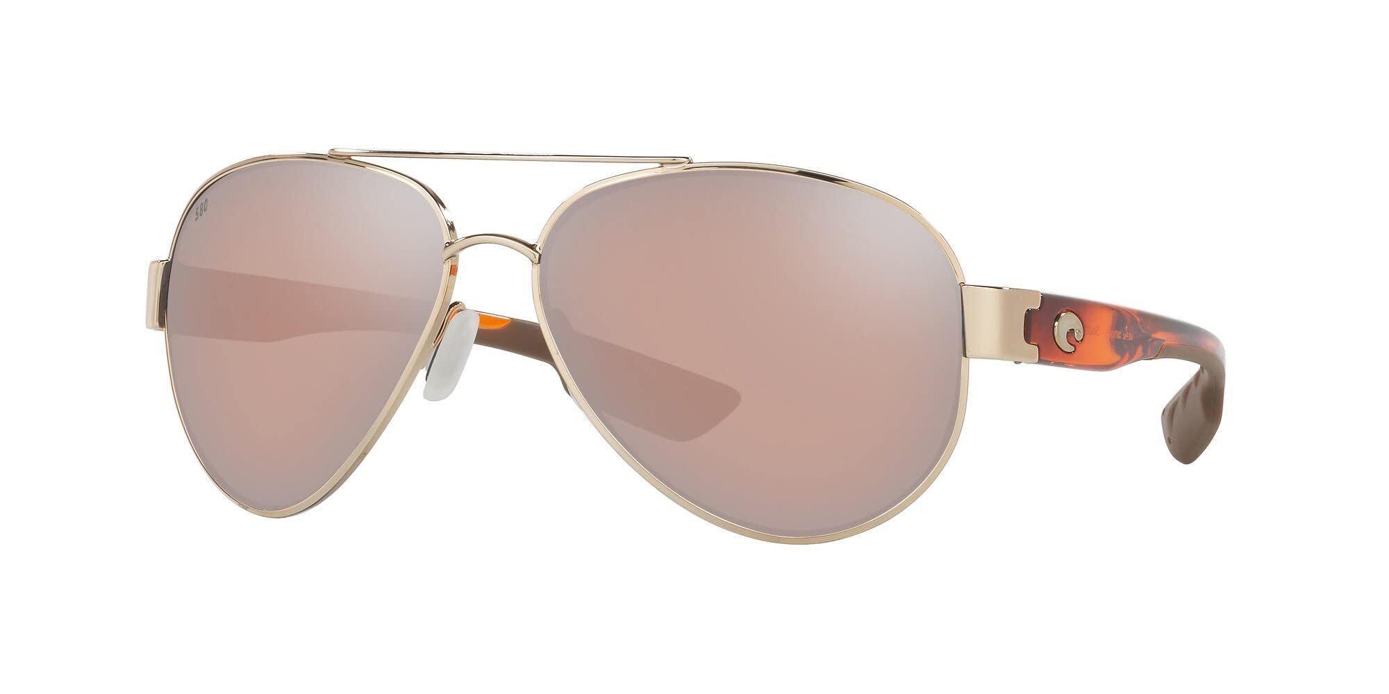 Costa Del Mar Mens South Point Aviator Sunglasses, Rose Gold/Copper Silver Mirrored Polarized-580G, 59 mm