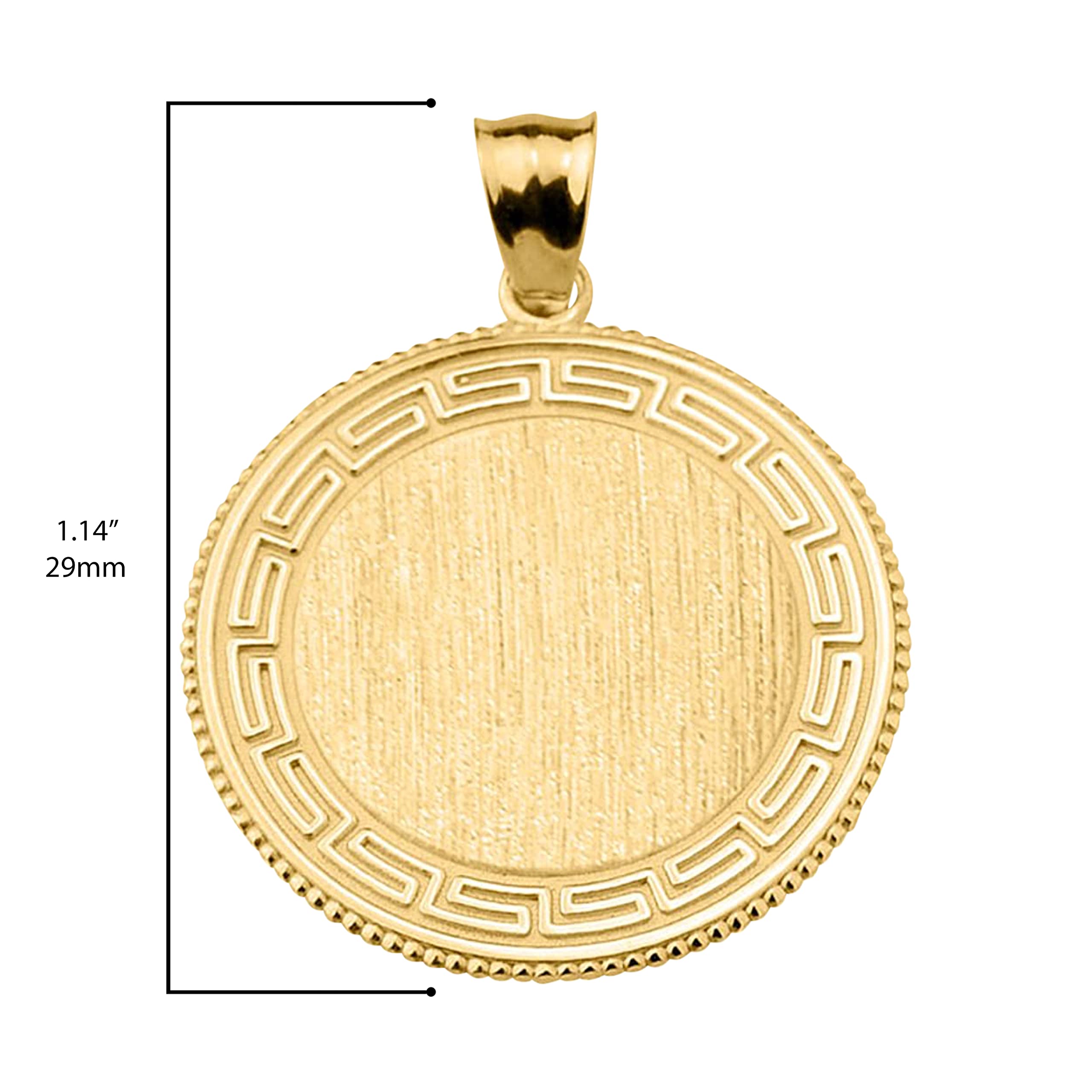 10K Yellow Gold Engravable Greek Key Medallion Pendant