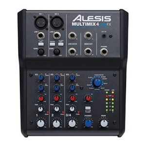 alesis multimix 4 usb fx | 4 channel compact studio mixer with built in effects & usb audio interface for home studio recording