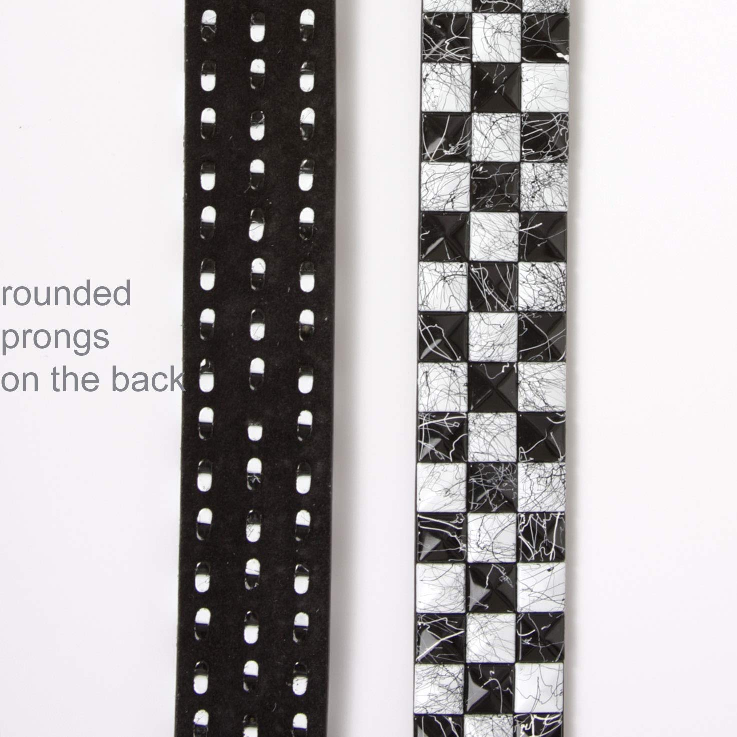 Snap On 1 1/2" White & Black Checkerboard Punk Rock Studded Belt, l 36"-38"