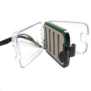 the fly fishing place double-sided shirt pocket lanyard fly box waterproof with clear lids and micro slit foam 3" x 2.5"