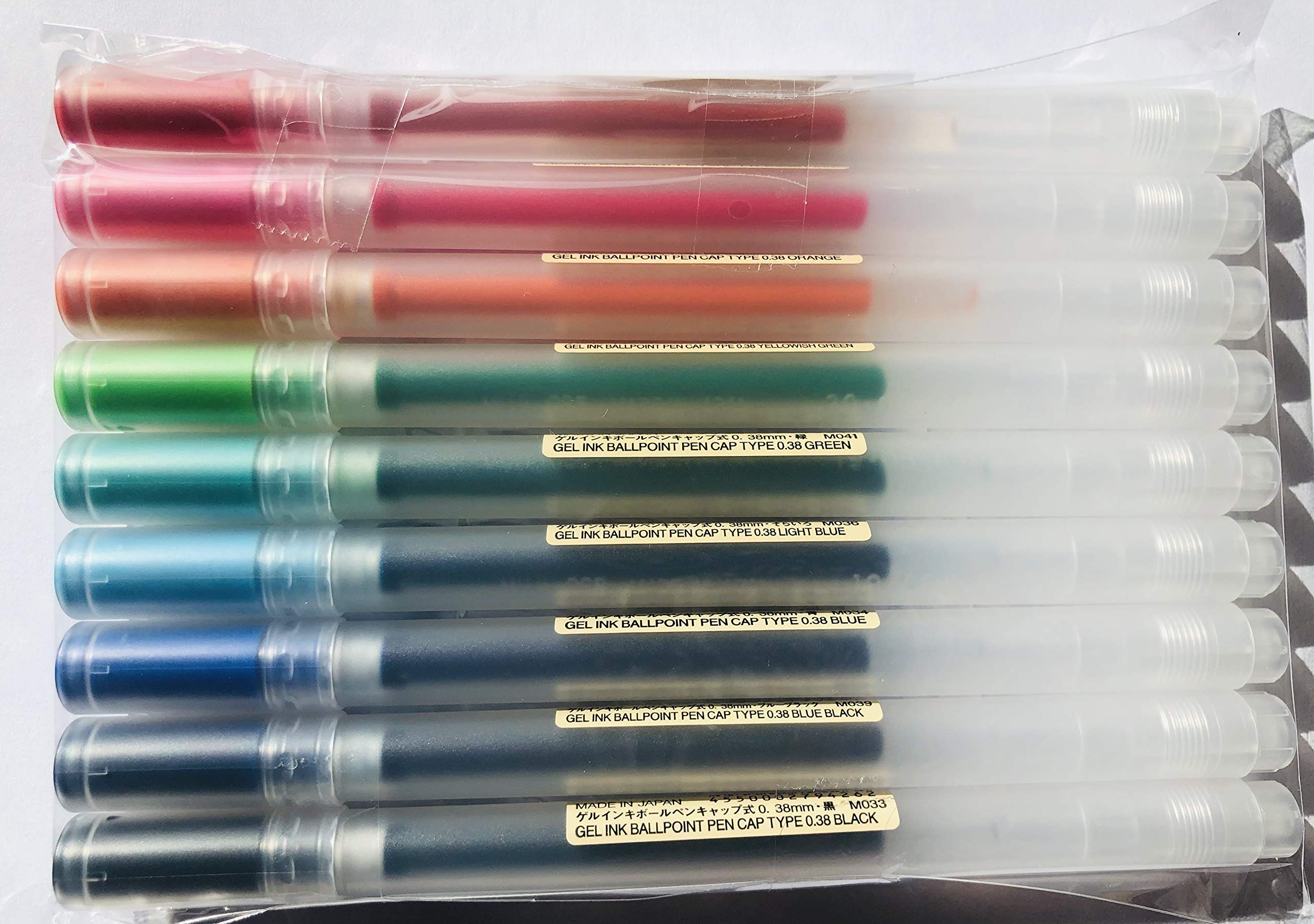 MUJI Gel Ink Ballpoint Pens 0.38mm 9-colors Pack