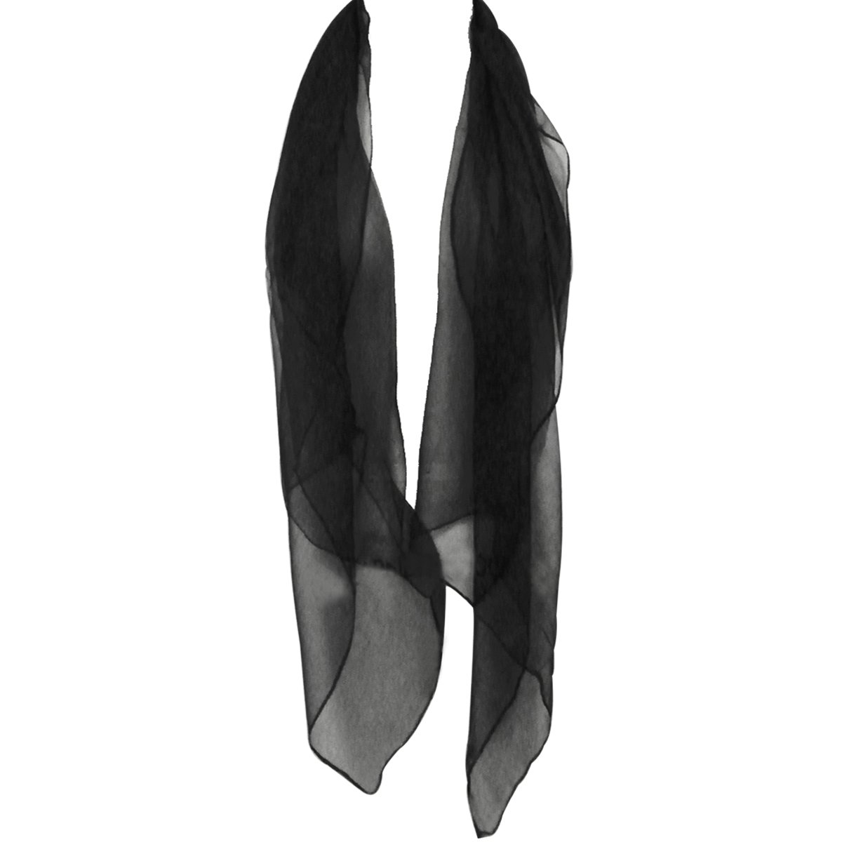 Wrapables Solid Color 100% Silk Long Scarf, Black,One Size