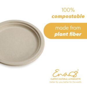 100% Compostable Disposable Paper Plates Bulk [9" 50 Pack], Bamboo Plates, Eco Friendly, Biodegradable, Sturdy Large Dinner Party Plates, Heavy-Duty, Unbleached by Earth's Natural Alternative