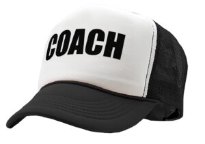 coach - football basketball sports - vintage retro style trucker cap hat (black)