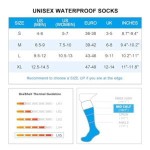 DexShell Waterproof Socks Merino Terry Loop Inner Extreme Cold Weather Outdoor Activities For Men and Women Hytherm Pro, Tangelo Red Stripe, Mid Calf Unisex Large