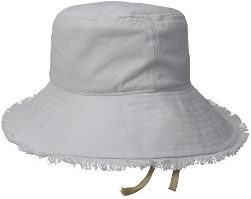 Physician Endorsed Women's Castaway Canvas Bucket Sun Hat with Fringe, Rated UPF 50+ for Max Sun Protection, White, One Size