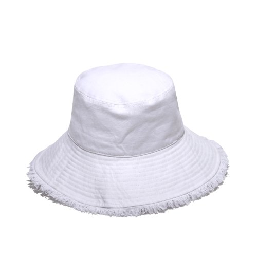 Physician Endorsed Women's Castaway Canvas Bucket Sun Hat with Fringe, Rated UPF 50+ for Max Sun Protection, White, One Size