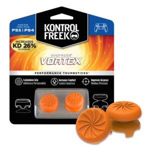 kontrolfreek fps freek vortex for playstation 4 (ps4) and playstation 5 (ps5) controller | performance thumbsticks | 1 high-rise convex, 1 mid-rise concave | orange