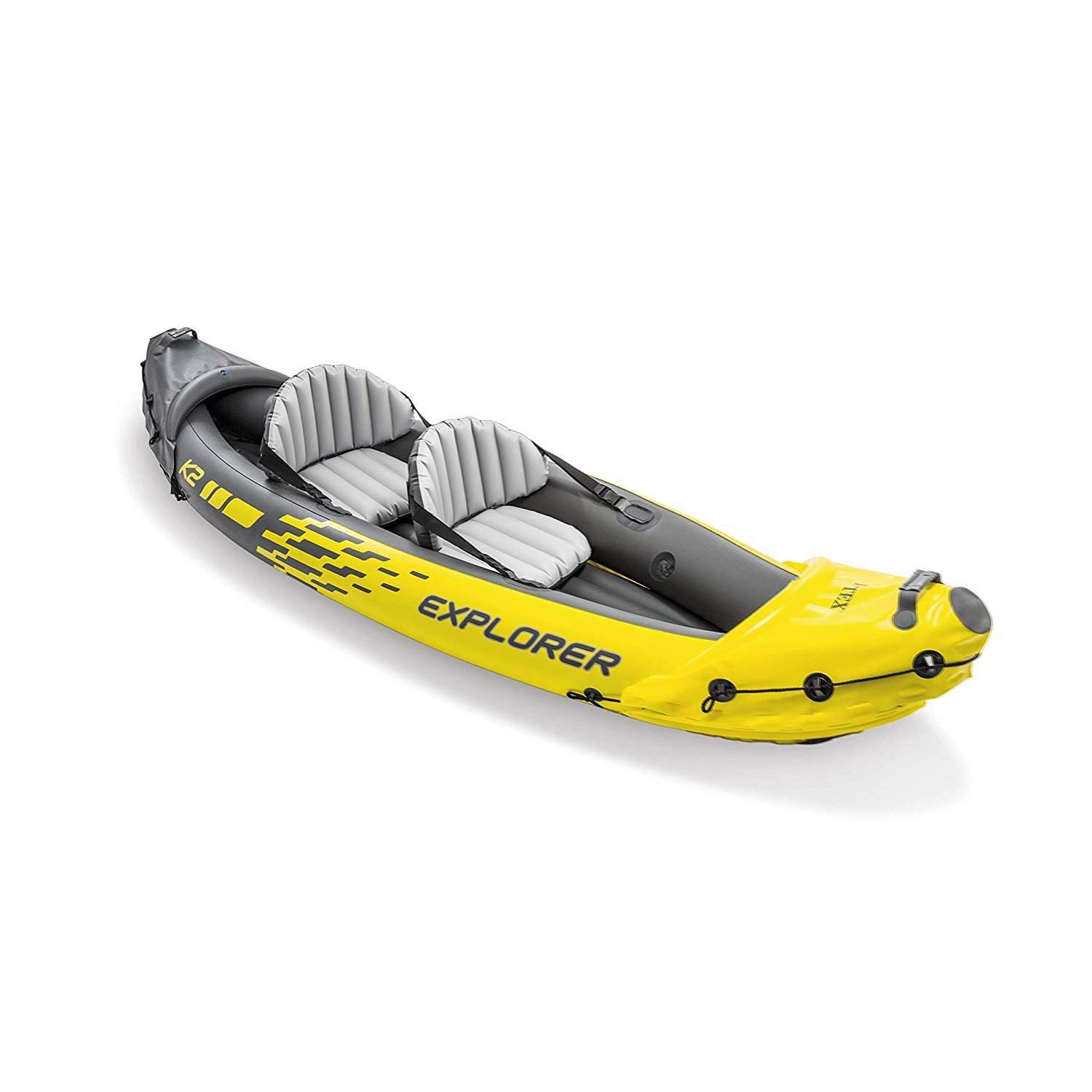 Intex Explorer K2 Yellow 2 Person Inflatable Kayak with Aluminum Oars & Air Pump