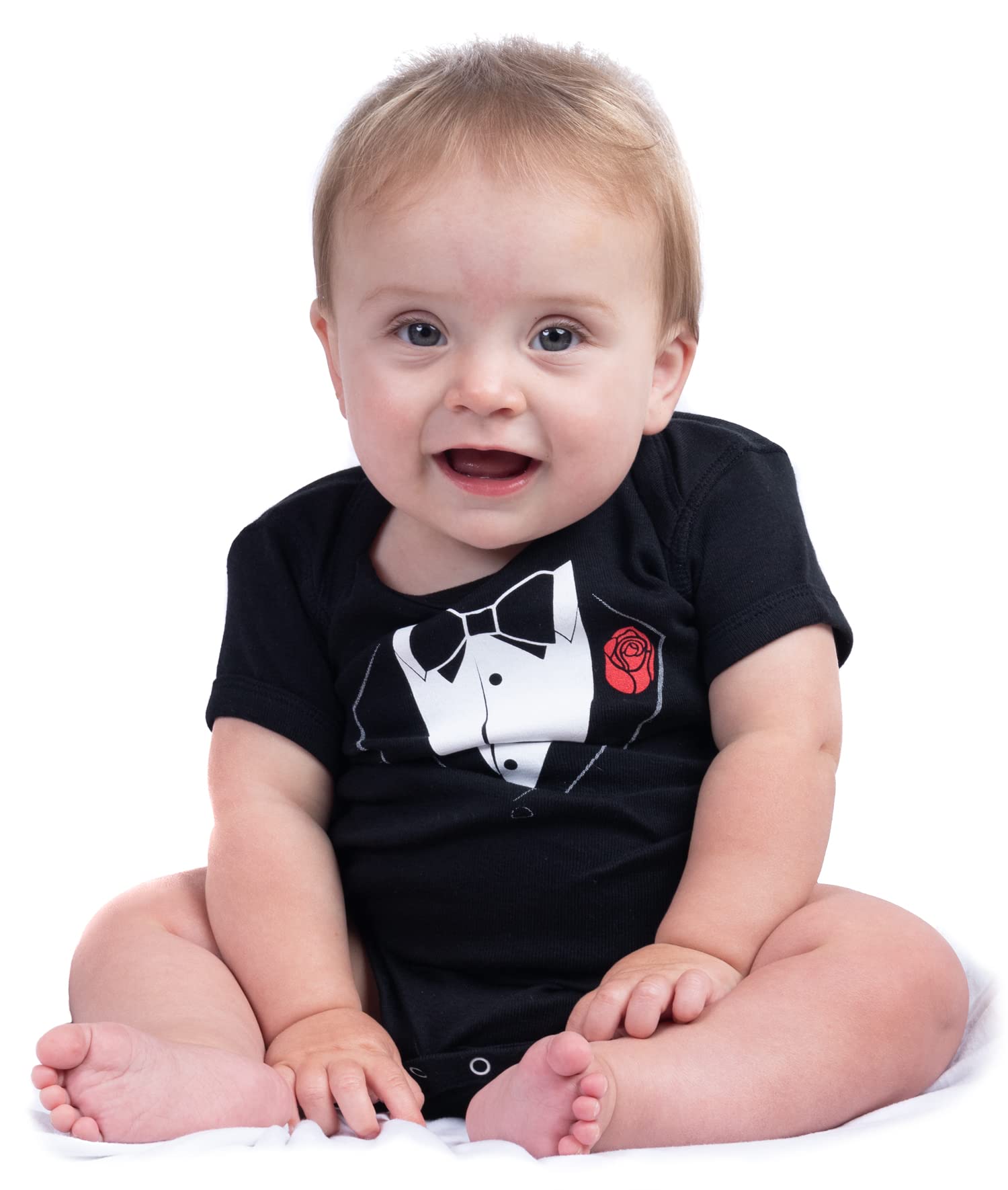 Ann Arbor T-shirt Co. Unisex Baby Tuxedo Baby Funny Infant Humor One Piece-6 Month Black