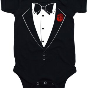 Ann Arbor T-shirt Co. Unisex Baby Tuxedo Baby Funny Infant Humor One Piece-6 Month Black