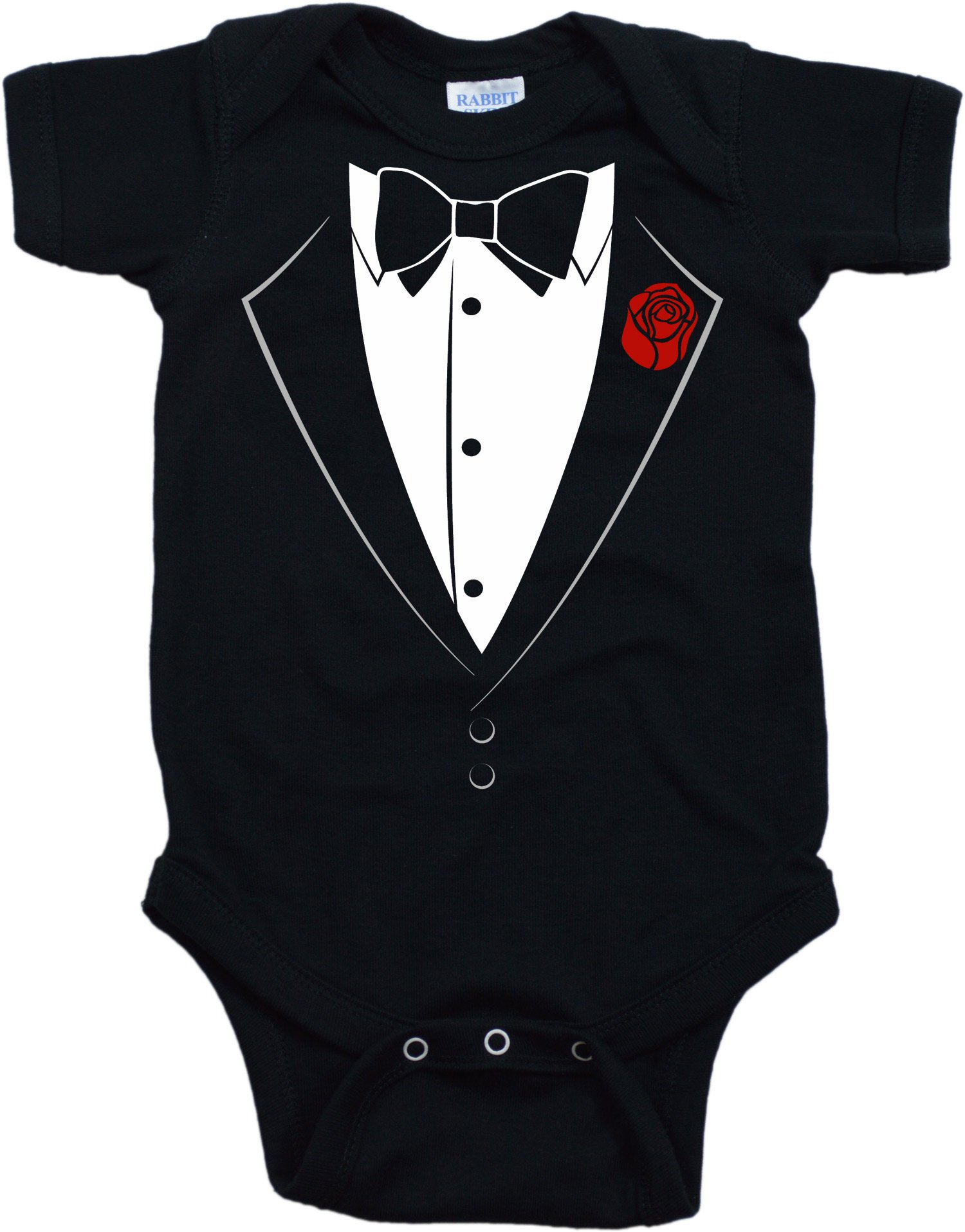 Ann Arbor T-shirt Co. Unisex Baby Tuxedo Baby Funny Infant Humor One Piece-6 Month Black