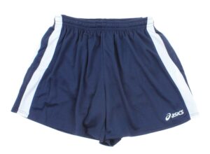 asics women's medley short (small, navy-white)