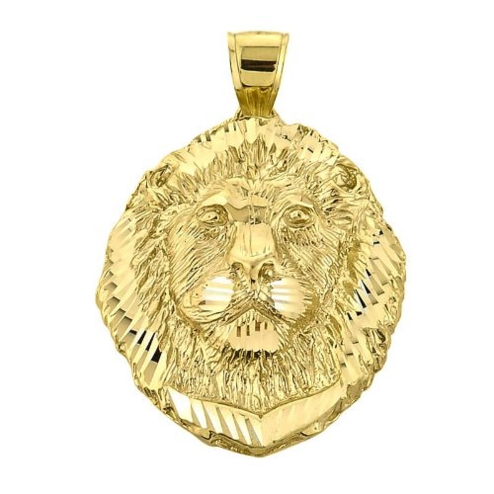 Animal Kingdom Solid 14k Yellow Gold Leo Zodiac Sign Charm King Lion Pendant