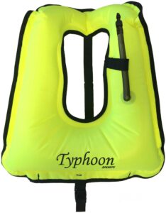 typhoon inflatable snorkel vest safety jacket horseshoe design swimming diving (youth up to 80 lbs)