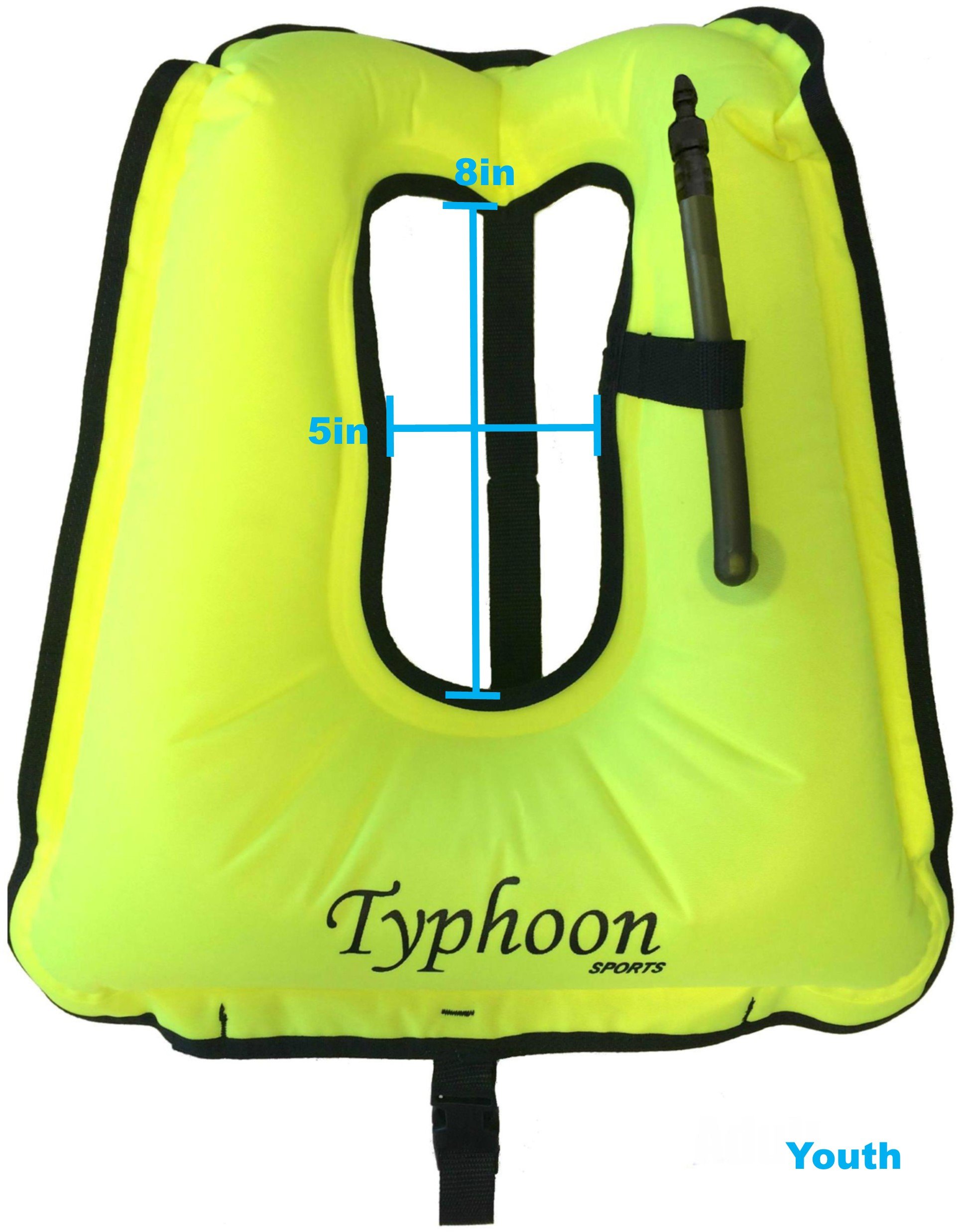 Typhoon Inflatable Snorkel Vest Safety Jacket Horseshoe Design Swimming Diving (Youth up to 80 lbs)