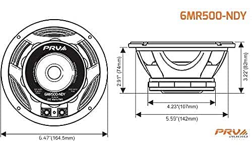 PRV AUDIO 6.5 Inch Midrange Speaker 6MR500-NDY 500 Watts 8 Ohm Neodymium Magnet, High Output loudspeaker for PRO Audio & Car Audio (Single)