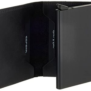 Secrid Men Slim Wallet Genuine Leather RFID Card Case Max 12 Cards, Black, 14mm slim