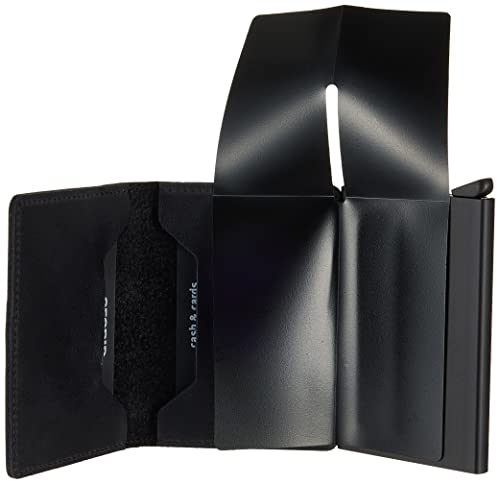 Secrid Men Slim Wallet Genuine Leather RFID Card Case Max 12 Cards, Black, 14mm slim