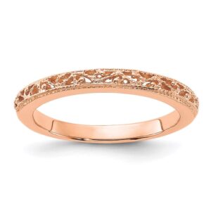 IceCarats 14K Rose Gold 3mm Antique Filigree Wedding Band Ring size 6