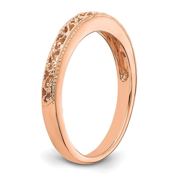 IceCarats 14K Rose Gold 3mm Antique Filigree Wedding Band Ring size 6