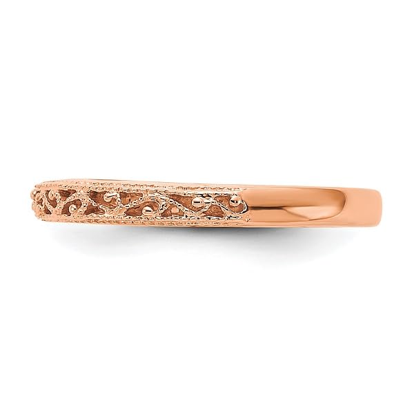 IceCarats 14K Rose Gold 3mm Antique Filigree Wedding Band Ring size 6