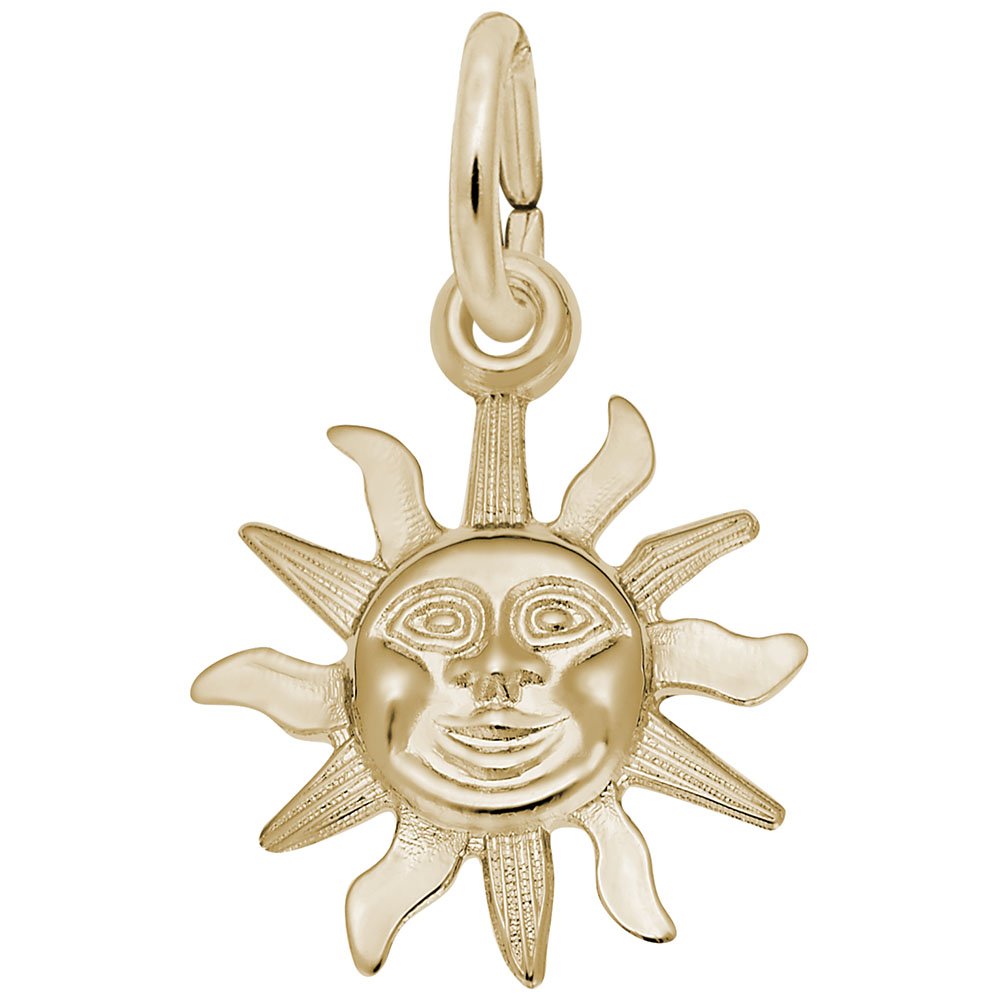 10k Yellow Gold Sunburst Charm, Charms for Bracelets and Necklaces