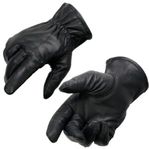 milwaukee leather sh734 men's black thermal lined leather motorcycle hand gloves w/sinch wrist closure - large