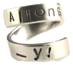 allons-y!- dr who inspired whovia jewelry adjustable aluminum wrap ring