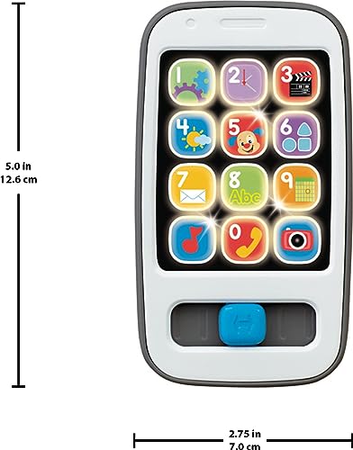 Fisher-Price Laugh & Learn Baby & Toddler Toy Smart Phone with Music Lights & Learning Songs for Ages 6+ Months, Gray