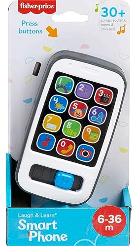 Fisher-Price Laugh & Learn Baby & Toddler Toy Smart Phone with Music Lights & Learning Songs for Ages 6+ Months, Gray