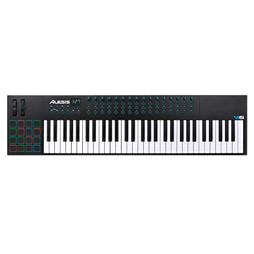 Alesis VI61 - 61 Key USB MIDI Keyboard Controller with 16 Pads, 16 Assignable Knobs, 48 Buttons and 5-Pin MIDI Out Plus Production Software Included,Black