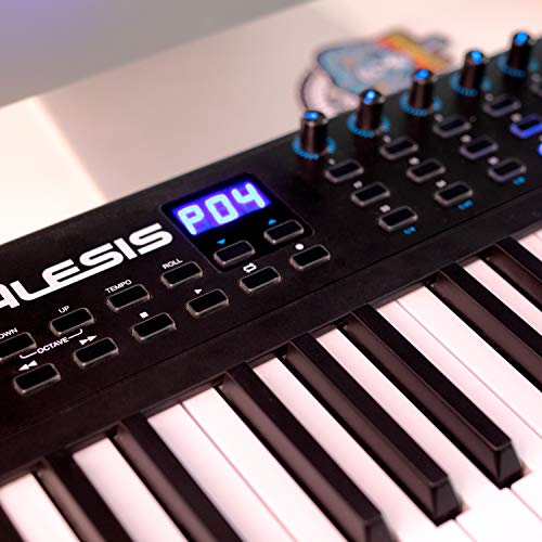 Alesis VI61 - 61 Key USB MIDI Keyboard Controller with 16 Pads, 16 Assignable Knobs, 48 Buttons and 5-Pin MIDI Out Plus Production Software Included,Black