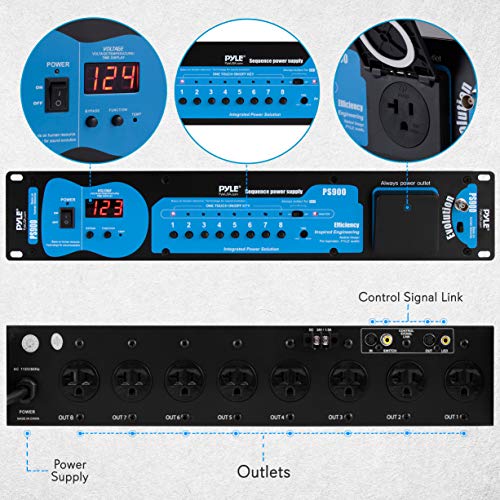 Pyle PS900 Audio/Video AC Power Conditioner, Voltage Filter, Noise/Interference Elimination, Processor Sequencer with 3-Prong Outlet Plugs, Black