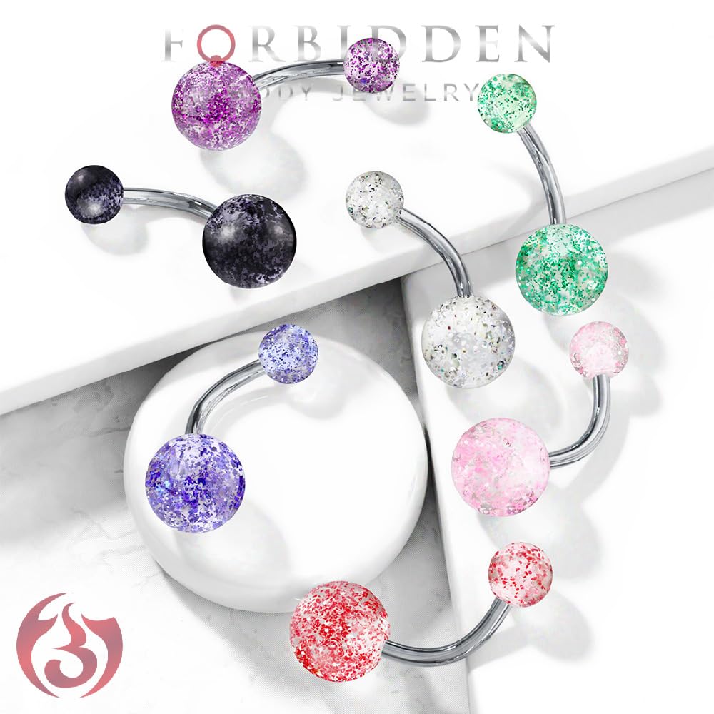 Forbidden Body Jewelry Belly Button Rings Clear Ultra Glitter Double Ball Belly Ring Titanium Navel Ring